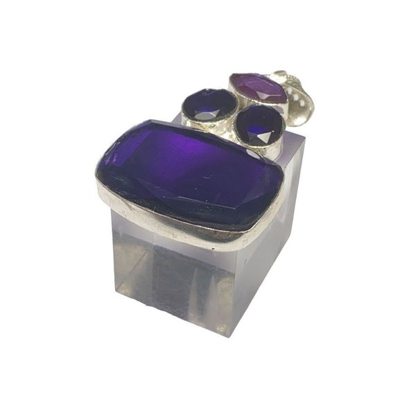 Amethyst Pendant Handmade Stampd 925 - Picture 2 of 10
